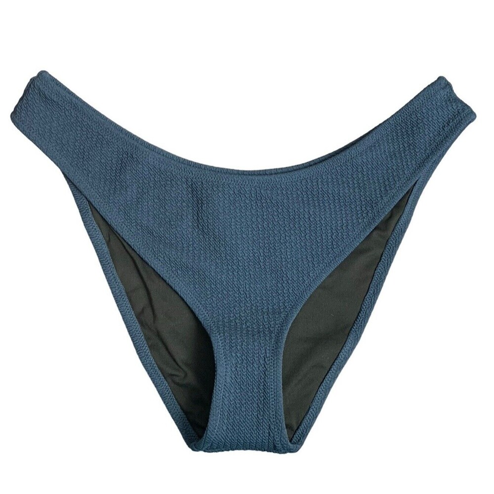 New! J. CREW Textured Curved Waist Cheeky Bikini Bottom Size XL Teal Blue